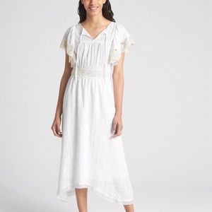 Gap White Lace Trim Long Midi Cotton Crochet Dress XS